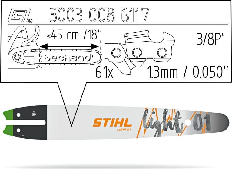 Prowadnica Stihl Rollmatic E 3/8x1,6x66 45 cm 18" 10 zębów