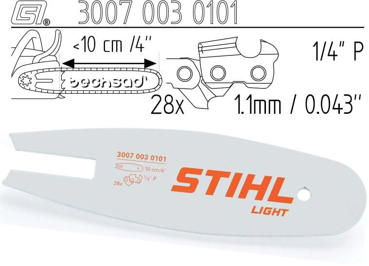 Prowadnica Stihl Light 1/4x1,1x28 10 cm 4" do GTA 26