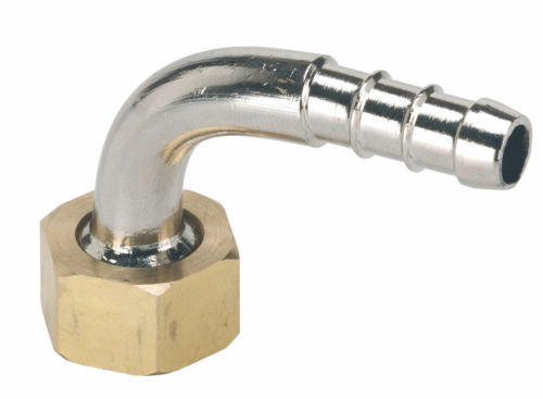 Kolanko mosiężne D13 G 1/2" z nakrętką sześciokątn na klucz 24