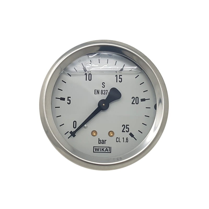 Manometr glicerynowy gwiny tył 1/4" 0-25 liniowa biały INOX 