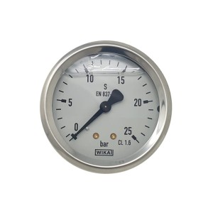 Manometr glicerynowy gwiny tył 1/4" 0-25 liniowa biały INOX 