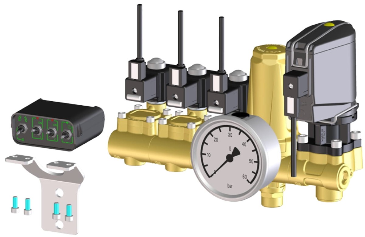 Elektrozawór kpl Braglia M200 2 sekcje kpl z elektryczną regulacją ciśnienia