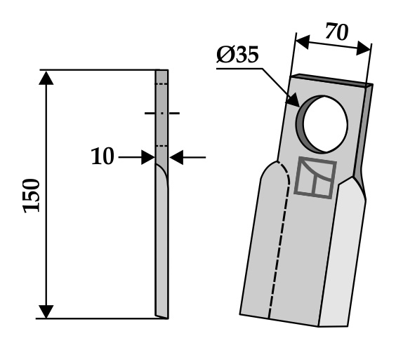 Nóż kosiarki Hermes lewy