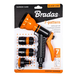 Pistolet zraszający Bradas Black Line 7-funkcyjny - zestaw 
