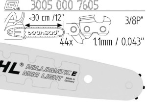 Prowadnica Stihl Rollomatic E Mini Light 3/8x1,1x44 30 cm 12" 7 zębów