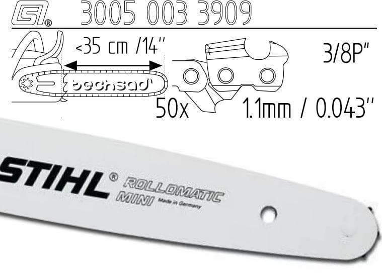 Prowadnica Stihl Rollomatic Mini 3/8x1.1x50 35 cm 14" 7 zębów