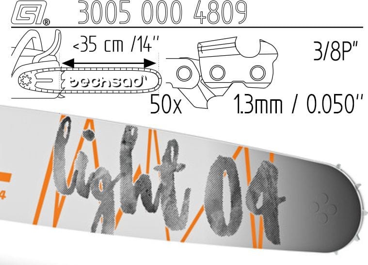 Prowadnica Stihl Light 04 3/8x1,3x50 35 cm 14" 9 zębów Timbersports Edition