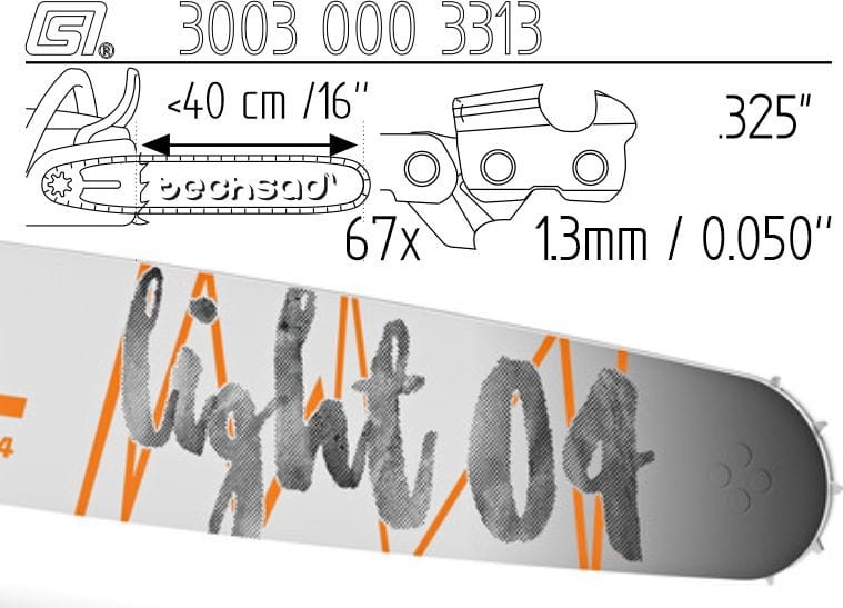 Prowadnica Stihl Light 04 325x1,3x67 40 cm 16" 10 zębów Timbersports