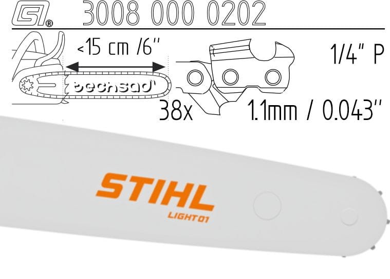 Prowadnica Stihl Light 01 1/4x1,1x38 15 cm 6" do GTA30, GTA 40