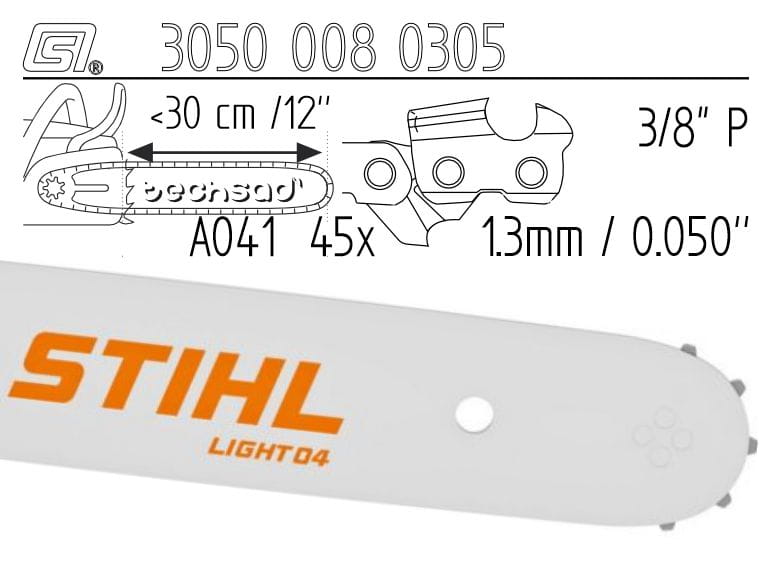 Prowadnica Stihl Light 04 3/8x1,3x45 30 cm 12" 6 zębów