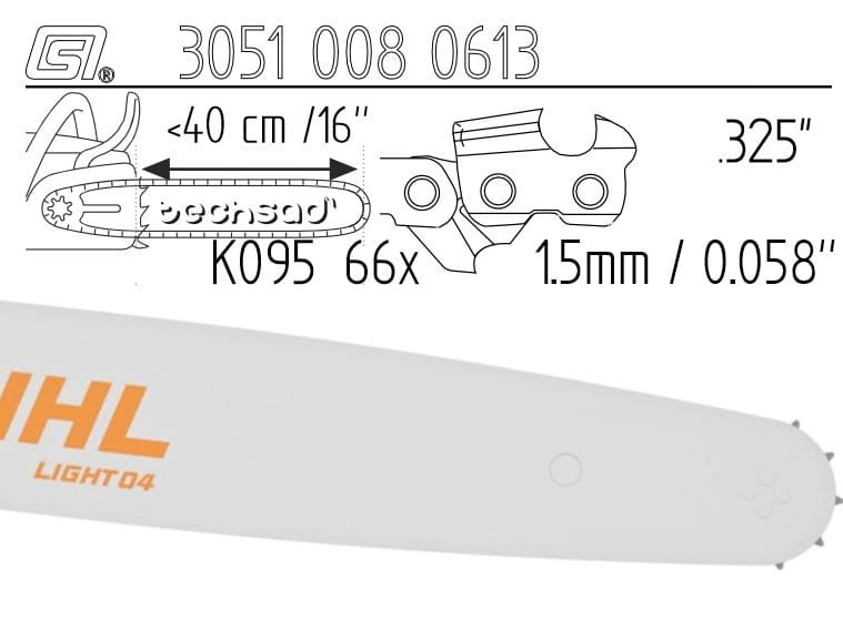 Prowadnica Stihl Light 04 325x1,5x66 40 cm 16" 7 zębów