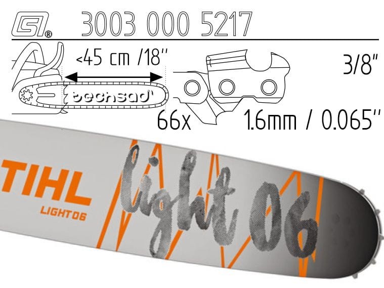 Prowadnica Stihl Light 06 3/8x1,6x66 45 cm 18" 11 zębów