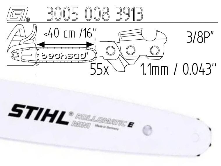 Prowadnica Stihl Rollomatic E Mini 3/8x1,1x55 40 cm 16" 7 zębów