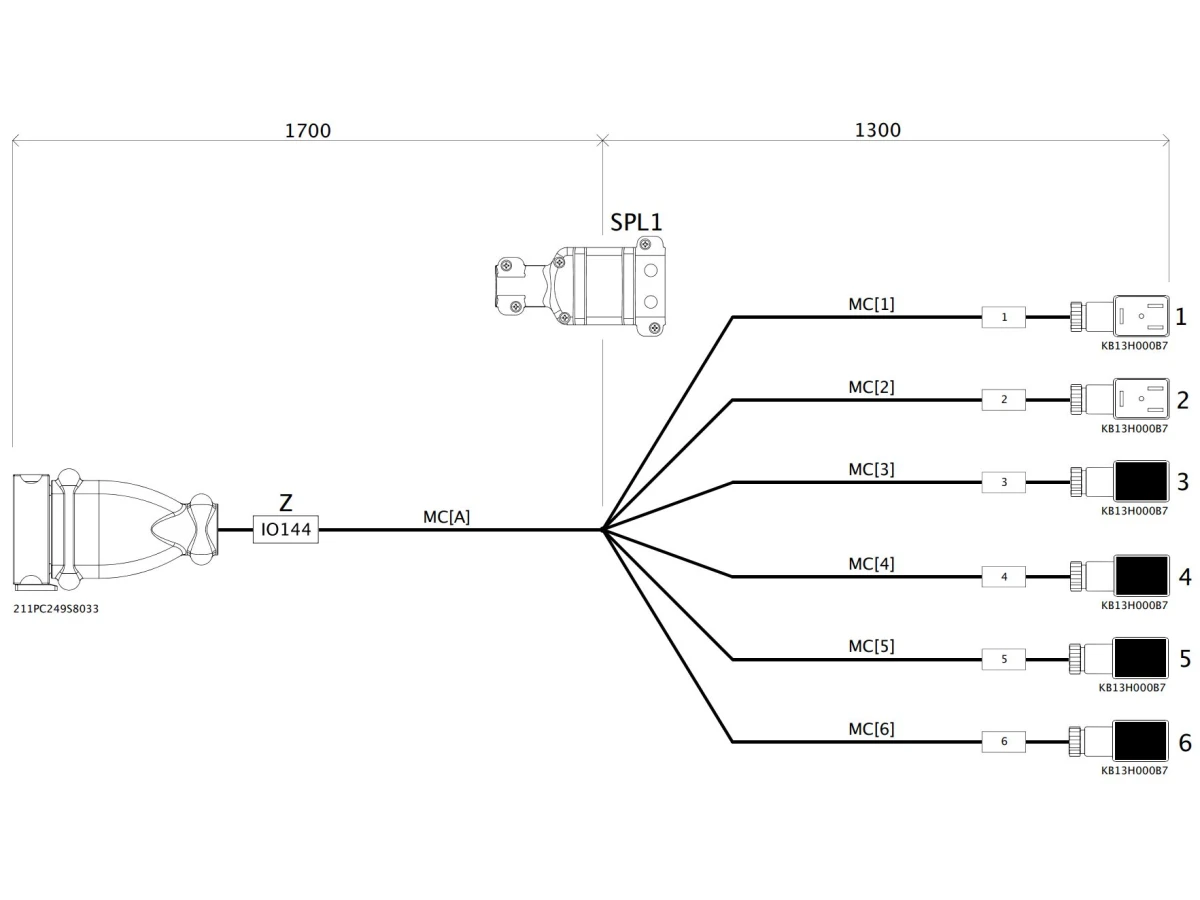 Kabel podłączeniowy 6 zaworów sekcyjnych do Arag IBX100 3 m B300S