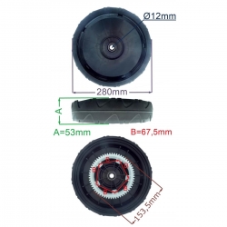 Koło 280 mm kpl. z zębatką kosiarki ALPINA CASTEL GARDEN MOUNTFIELD STIGA