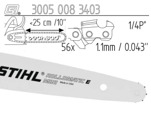 Prowadnica Stihl Rollmatic E 1/4x1,1x56 25 cm 10" 8 zębów