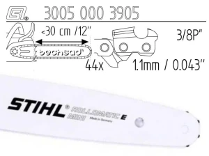 Prowadnica Stihl Rollmatic E Mini 3/8x1,1x44 30 cm 12" 7 zębów