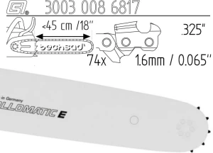 Prowadnica Stihl Rollmatic E 325x1,6x74 45 cm 18" 11 zębów