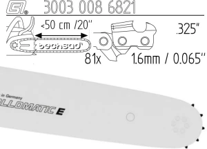 Prowadnica Stihl Rollmatic E 325x1,6x81 50 cm 20" 11 zębów