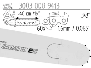 Prowadnica Stihl Rollomatic ES 3/8x1,6x60 40 cm 16" 11 zębów