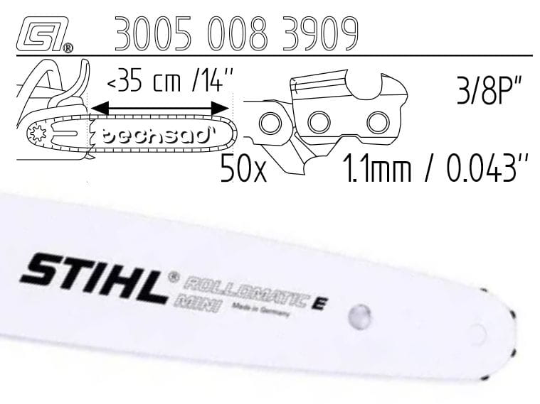 Prowadnica Stihl Rollmatic E Mini 3/8x1,1x50 35 cm 14" 7 zębów
