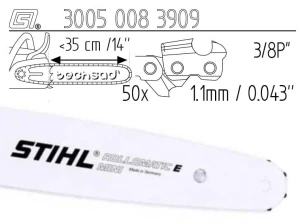 Prowadnica Stihl Rollmatic E Mini 3/8x1,1x50 35 cm 14" 7 zębów