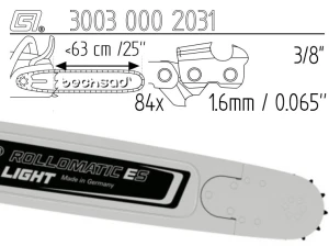 Prowadnica Stihl Rollomatic ES Light 3/8x1,6x84 25" 63 cm 11 zębów