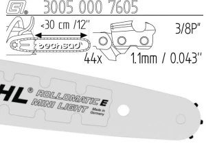 Prowadnica Stihl Rollomatic E Mini Light 3/8x1,1x44 30 cm 12" 7 zębów