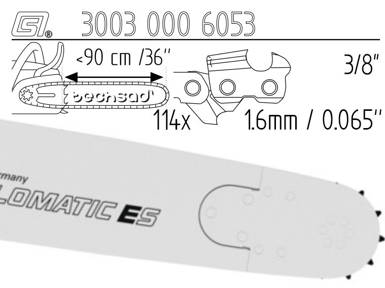 Prowadnica Stihl Rollomatic ES 3/8x1,6x114 90 cm 36" 11 zębów