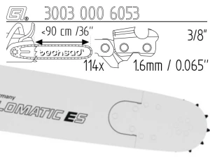 Prowadnica Stihl Rollomatic ES 3/8x1,6x114 90 cm 36" 11 zębów