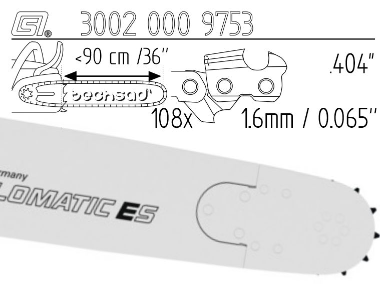 Prowadnica Stihl Rollomatic ES 404x1,6x108 90 cm 36" 12 zębów