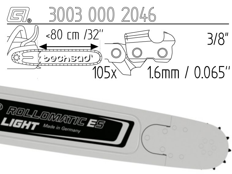 Prowadnica Stihl Rollomatic ES Light 3/8x1,6x105 80 cm 32" 11 zębów