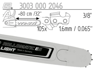 Prowadnica Stihl Rollomatic ES Light 3/8x1,6x105 80 cm 32" 11 zębów