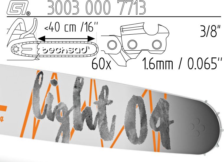 Prowadnica Stihl Light 04 3/8x1,6x60 40 cm 16" 10 zębów