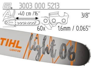 Prowadnica Stihl Light 06 3/8x1,6x60 40 cm 16" 11 zębów