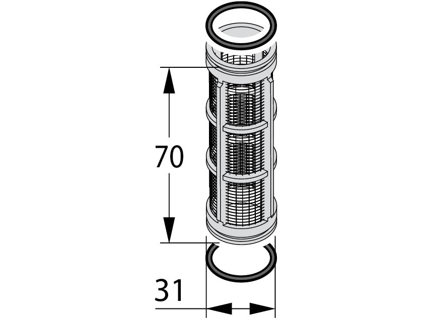 Wkład filtra D31X70 32 mesh czerwony