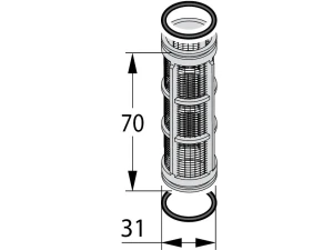 Wkład filtra D31X70 32 mesh czerwony