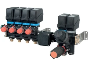 Elektrozawór Arag 881 4 sekcje z przepływomierzem Orion 5-100 l/min i filtrem